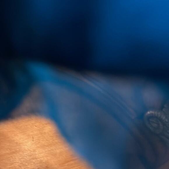 Dress silk empire waist with sheer trim at bottom petrol color - Picture 5 of 6